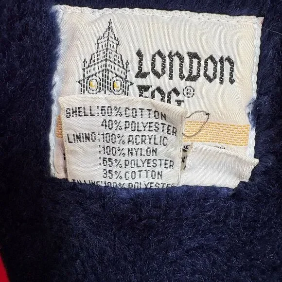 London Fog 7 Red Hooded Jacket Fleece Lined Classic Preppy Luxury Vintage Style